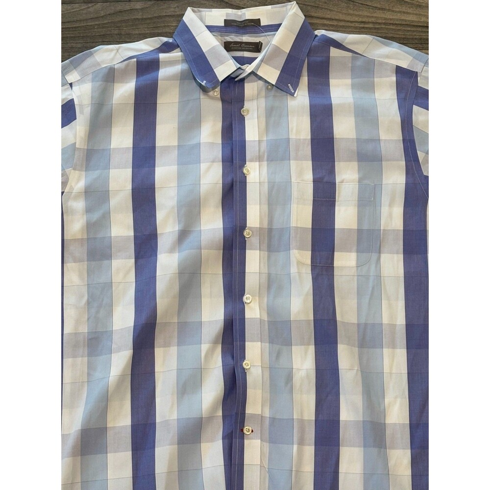 Daniel Cremieux Signature Collection XXL 2XL Blue White Plaid Cotton Shirt NWOT - Picture 10 of 10